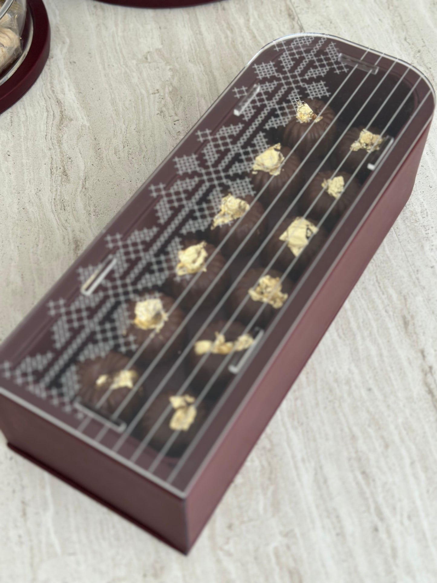 Tiraz Leather Arched Boxes (Burgundy )